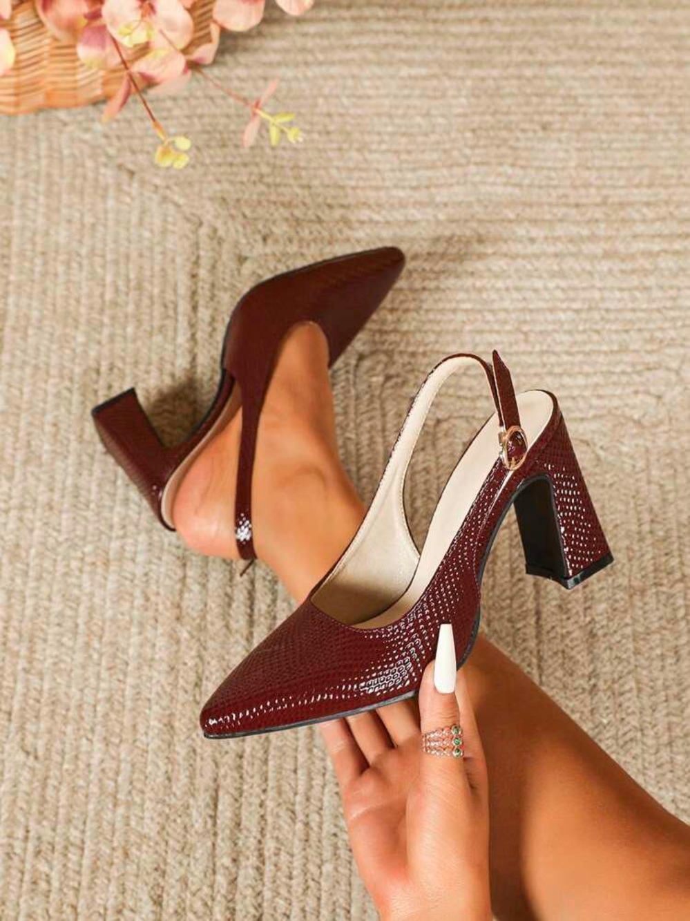 Women’s Elegant Fashion High-Heeled Burgundy Shoe Size 42